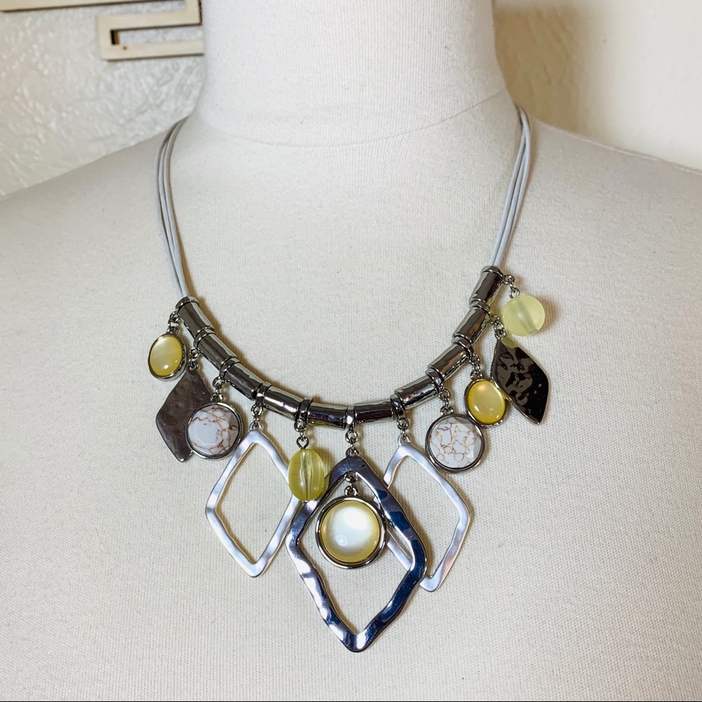 Chico’s Geometric Shape Hammered Metal Necklace